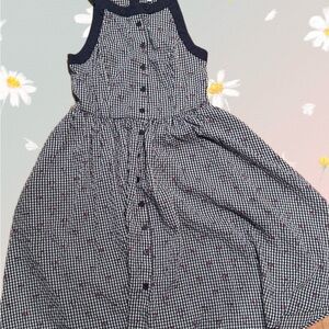 Unique Vintage Navy and White Gingham Dress